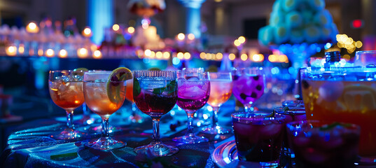 Cocktail series: glass of colorful cocktail in a beautiful place 67