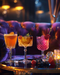 Cocktail series: glass of colorful cocktail in a beautiful place 68