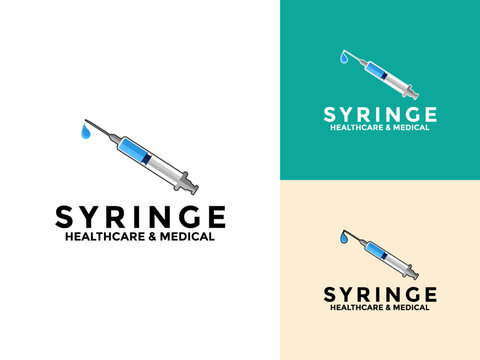 Syringe logo icon set vector design template, injection icon vector
