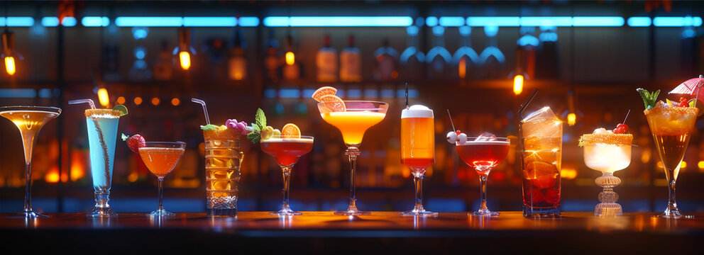 Cocktail series: glass of colorful cocktail in a beautiful place 69