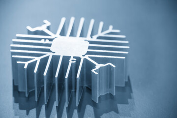 Close up scene the circular shape of aluminum heat sink profile extrusion.