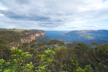 Landscape of The Three Sisters are an unusual rock formation in the Blue Mountains National Park of Katoomba , New South Wales, Australia, on the north escarpment of the Jamison Valley - Nature Track