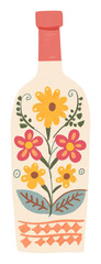 Fototapeta premium PNG Wine bottle art pattern white background.