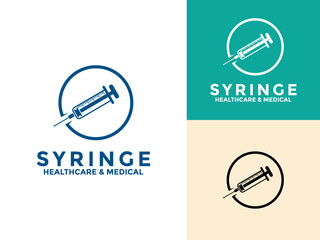 Syringe logo icon set vector design template, injection icon vector