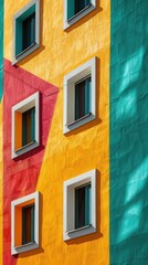 Fototapeta premium A colorful building with windows in different colors