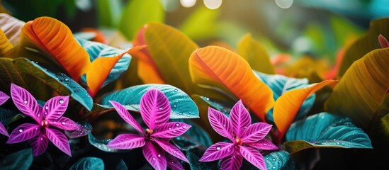 The leaves and flower are beautiful colorful suitable for planting gardening and home decoration. Creative banner. Copyspace image