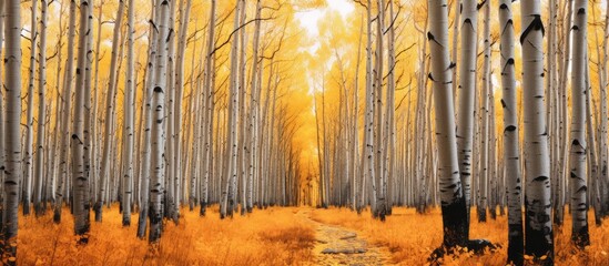 Obraz premium Aspens in the fore ground. Creative banner. Copyspace image