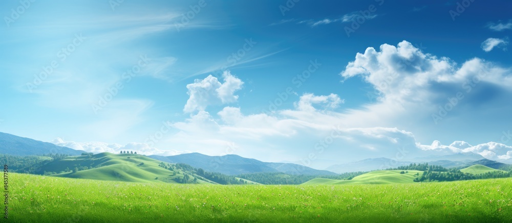 Poster field in nature landscape in the background sunny day. creative banner. copyspace image