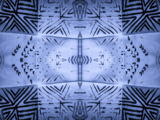 Indigo Patch Carpet. Mandala Symmetric. Teal