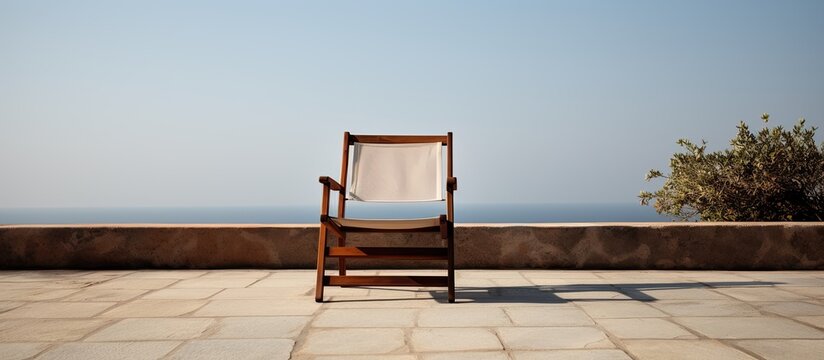 Closeup outdoor chair. Creative banner. Copyspace image