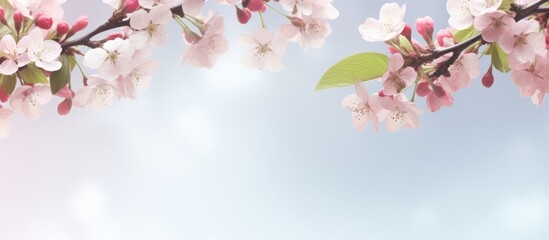 Obraz premium branches of a flowering apple tree. Creative banner. Copyspace image