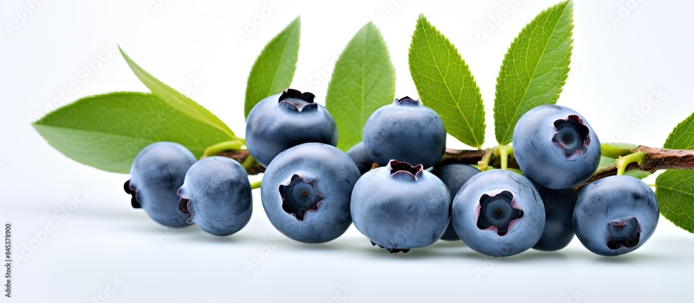 Poster blueberries on a branch. creative banner. copyspace image