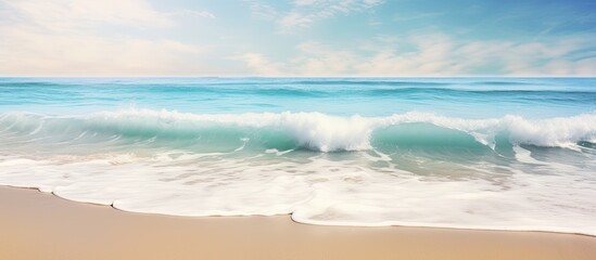 Sandy beach at the sea and sofe wave background. Creative banner. Copyspace image