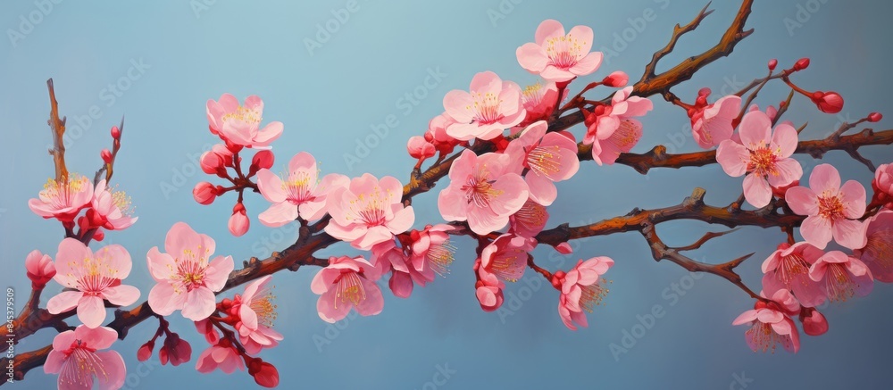 Aufkleber peach blossom There are many peach blossom in spring Peach is the symbol of Vietnamese lunar new year. Creative banner. Copyspace image