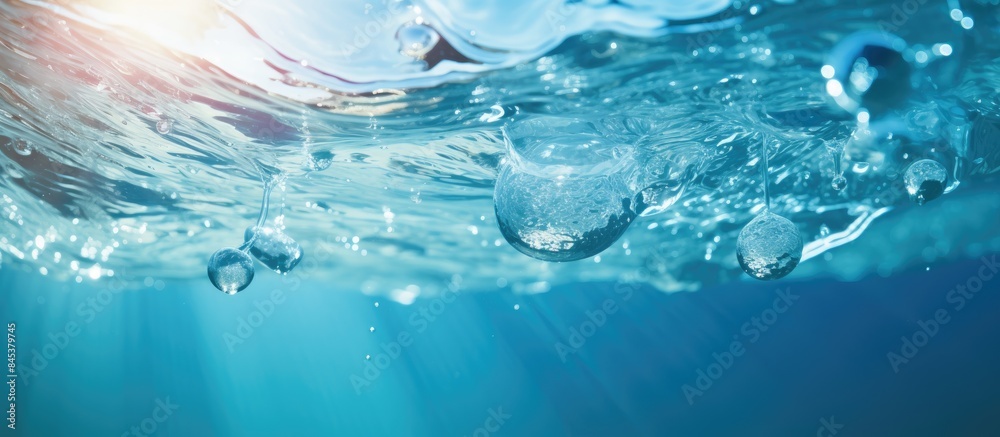 Poster closeup blur abstract of surface blue water abstract of surface blue water reflected with sunlight f