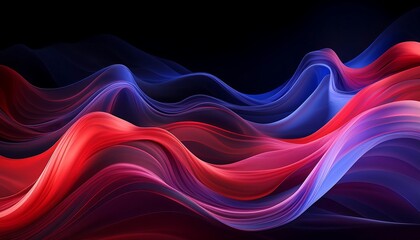 Obraz premium Abstract futuristic technology background with shining wavy lines in blue, pink, and red colors. Suitable for banners, posters, wallpaper, wall decorations