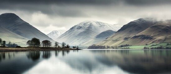 Mountainscape Lake District. Creative banner. Copyspace image