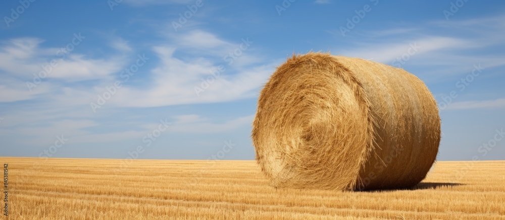 Aufkleber the haystack in the field. creative banner. copyspace image