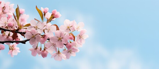 light pink apple flowers. Creative banner. Copyspace image