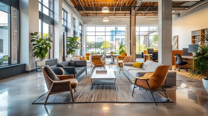 Collaborative and Modern Open Plan Office Space Fostering Teamwork and Productivity