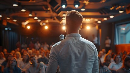 Obraz premium Dynamic Presentation to a Captivated Audience at a Business Conference