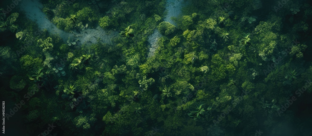 Poster jungle from a top view. creative banner. copyspace image