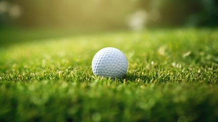 Obraz premium A close-up of a golf ball nestled on the lush grass field, capturing the elegance and focus of the sport. Ai Generated.
