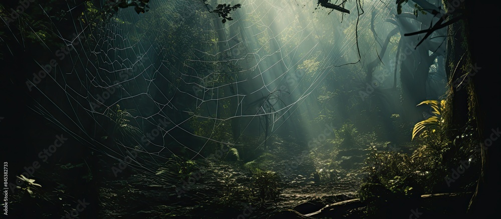 Poster spiders live on their own webs. creative banner. copyspace image
