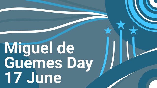 Miguel de Guemes Day web banner design illustration 