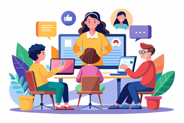student in classroom webinar
