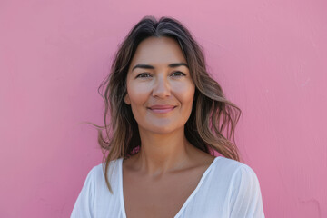 Fototapeta premium A close up portrait of a woman with a subtle smile