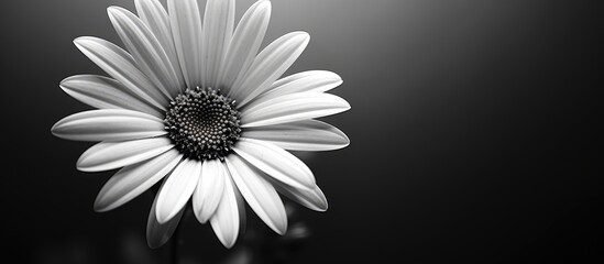 Nice daisy flower black and white. Creative banner. Copyspace image