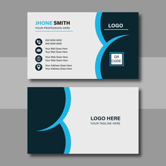 Clean Corporate Business Card Layout with blue color. Modern unique creative business card. Business card for business and personal use. Vector illustration design, Print ready,