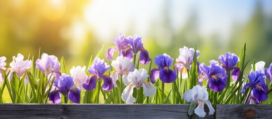irises fence. Creative banner. Copyspace image © HN Works