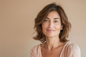 A close up portrait of a woman with a subtle smile