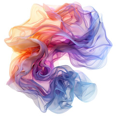 Abstract Colorful Fabric Swirls isolated on transparent background.