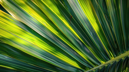 Obraz premium A detailed view of a palm frond with fresh foliage