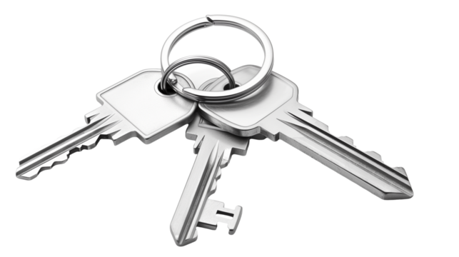 Set of Silver Keys with House-Shaped Keychain