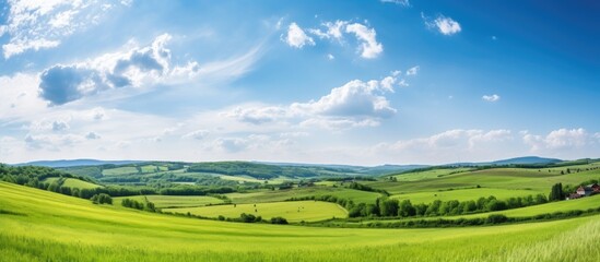 Fototapeta premium Photo Picture Scenic photography landscape European natural countryside. Creative banner. Copyspace image