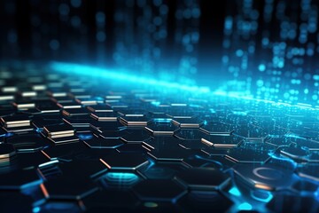 Obraz premium Abstract background hexagonal network technology, changing colors from blue to purple. technologies of the future.