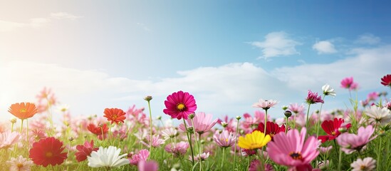Fototapeta premium field of flower. Creative banner. Copyspace image