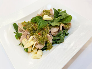 Boiled Sliced Pork with Lime Spicy Sauce