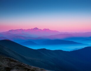 Obraz premium A combination of blue and pink, gradations of red and white in wave form. AI generated