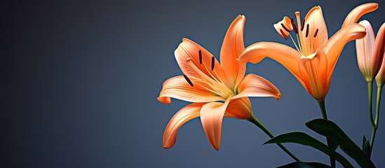 Lily flower in orange tones. Creative banner. Copyspace image