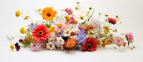Wildflowers bouquet isolated on white background. Creative banner. Copyspace image