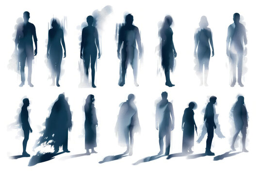collection of ghostly figures and shadows,
