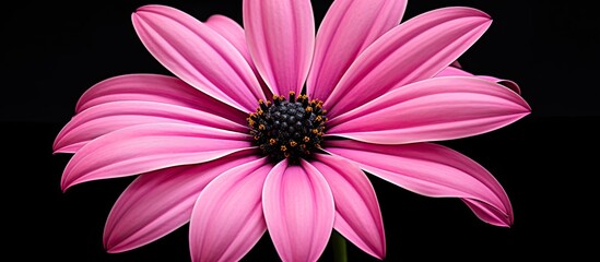 Obraz premium Unique look of light pink petals surrounding a black center Excellent cut flower is perfect for planting in containers either singly or with other varieties. Creative banner. Copyspace image