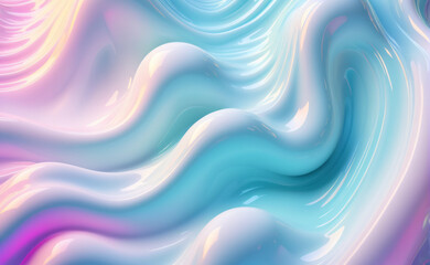 Trendy background texture iridescent waves abstract  white and pink and blue neon webpunk or vaporwave aesthetic surreal wavy marble pattern. 3D rendering