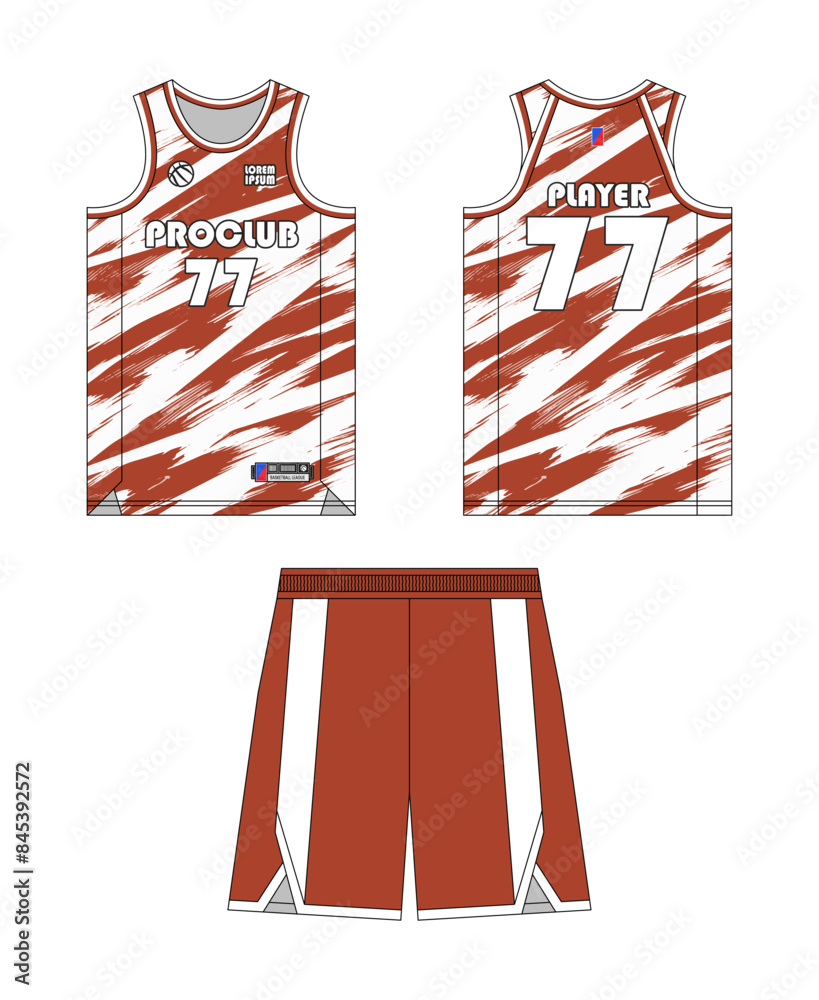 Poster Jersey basketball template design. Basketball uniform mockup design. Vector design basketball jersey.