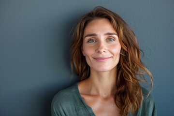Fototapeta premium A close up portrait of a woman with a subtle smile